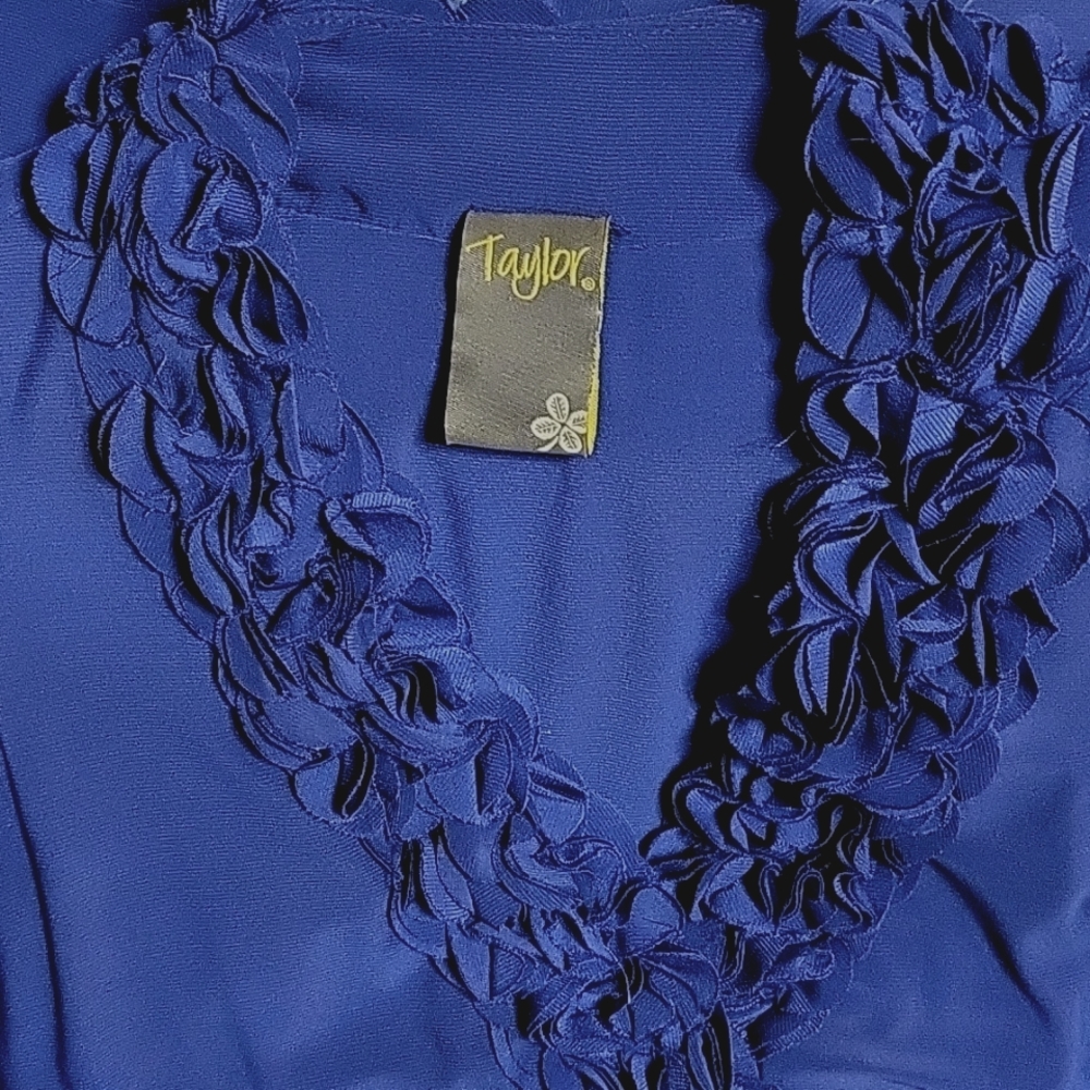 TAYLOR Sleeveless Dress Ruffles Purplish Blue Size 8